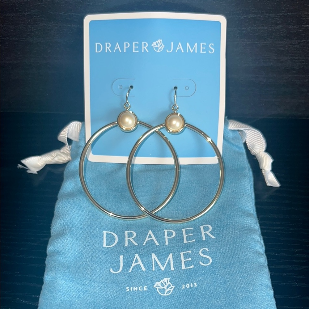 Draper James Gold Hoop Earrings with Pearl Accent